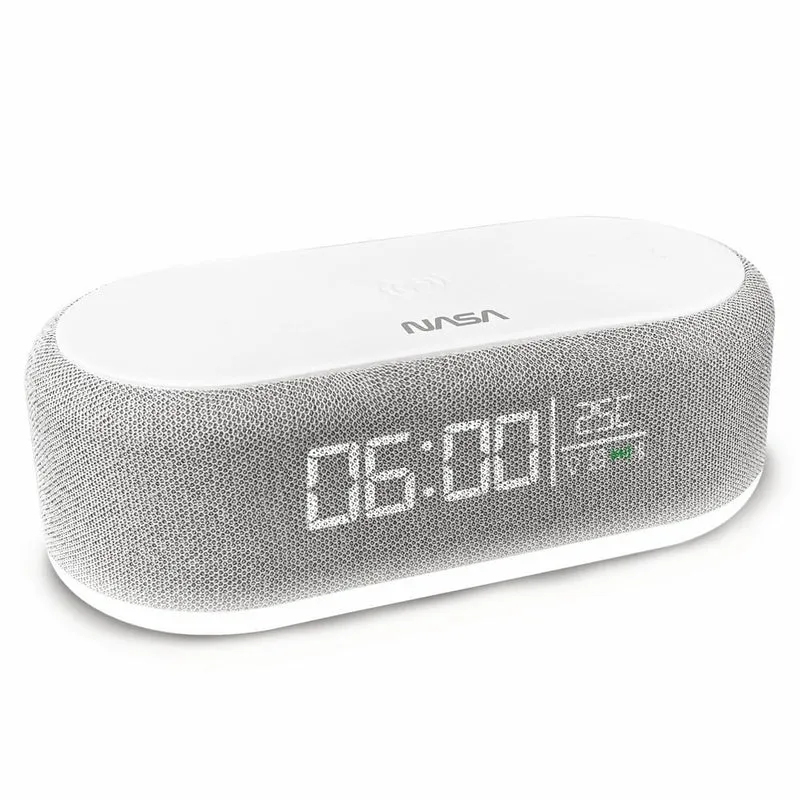 Nasa Wecker SPC400 – Radiowecker, Bluetooth-Lautsprecher, Lautsprecher 5 W x 2, kabelloses Laden 15