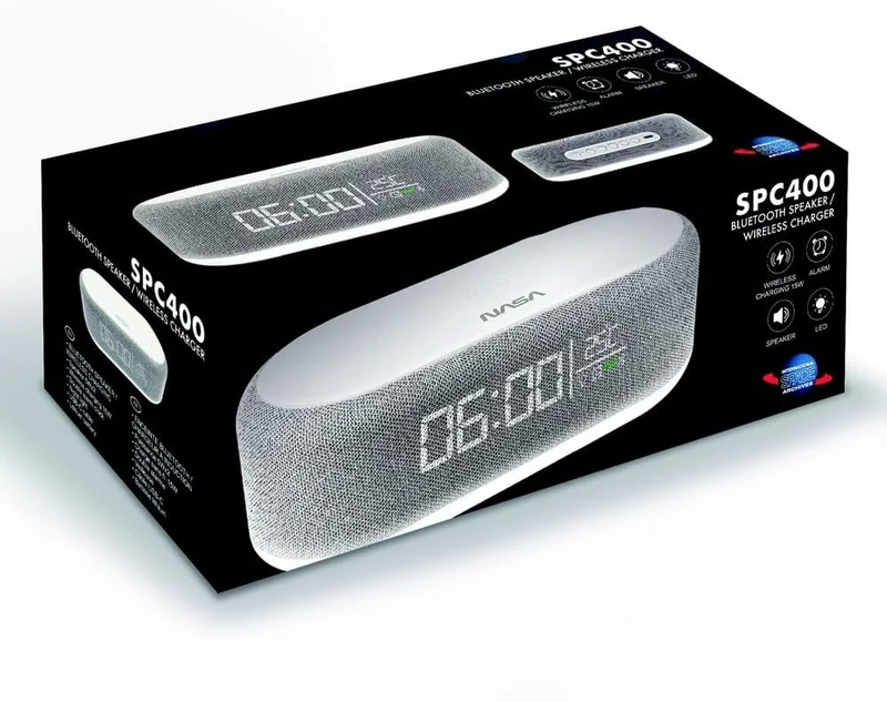 Nasa Wecker SPC400 – Radiowecker, Bluetooth-Lautsprecher, Lautsprecher 5 W x 2, kabelloses Laden 15