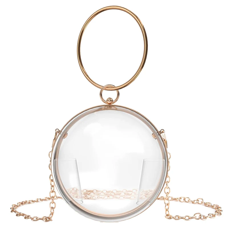 Linkidea Sphere Klare Geldbörse, Acrylbox Abendtasche, Damen Klar Messenger Schultertasche für Party