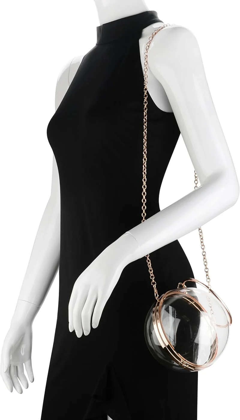 Linkidea Sphere Klare Geldbörse, Acrylbox Abendtasche, Damen Klar Messenger Schultertasche für Party
