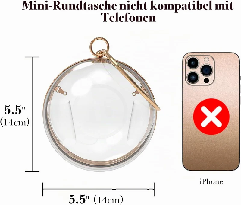 Linkidea Sphere Klare Geldbörse, Acrylbox Abendtasche, Damen Klar Messenger Schultertasche für Party