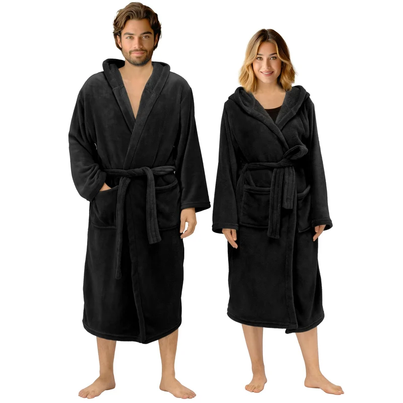 HOMELEVEL Bademantel Morgenmantel Unisex - kuschelweicher Reisebademantel Saunamantel - Mikrofaser M
