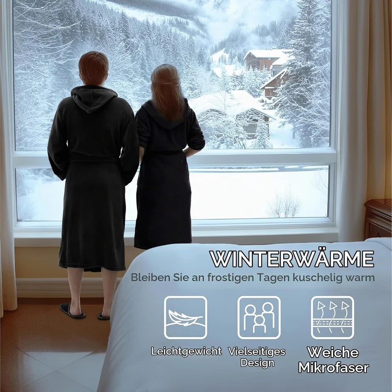 HOMELEVEL Bademantel Morgenmantel Unisex - kuschelweicher Reisebademantel Saunamantel - Mikrofaser M