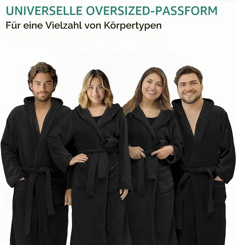 HOMELEVEL Bademantel Morgenmantel Unisex - kuschelweicher Reisebademantel Saunamantel - Mikrofaser M