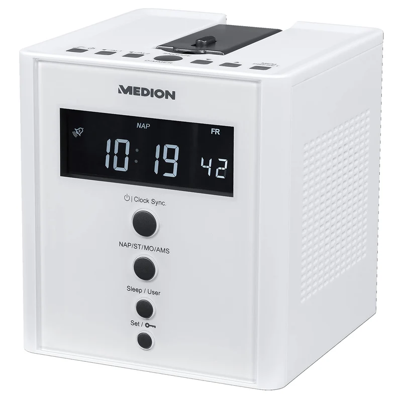 MEDION MD 43562 E66395 Projektions-Uhrenradio mit Weckfunktion PLL UKW weiss