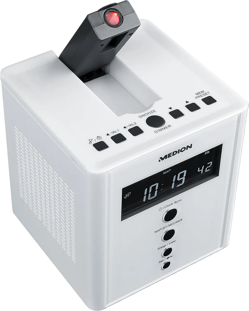 MEDION MD 43562 E66395 Projektions-Uhrenradio mit Weckfunktion PLL UKW weiss