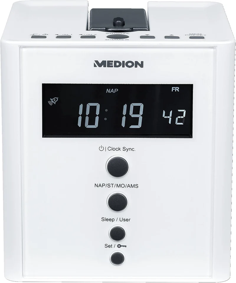 MEDION MD 43562 E66395 Projektions-Uhrenradio mit Weckfunktion PLL UKW weiss