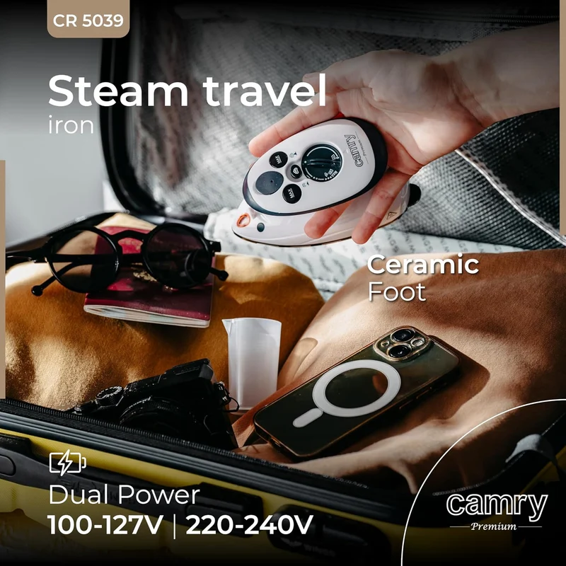 Camry Mini Bügeleisen 420W – Reisebügeleisen Mini mit Dampf und Trockenfunktion, Bügeleisen Klein mi