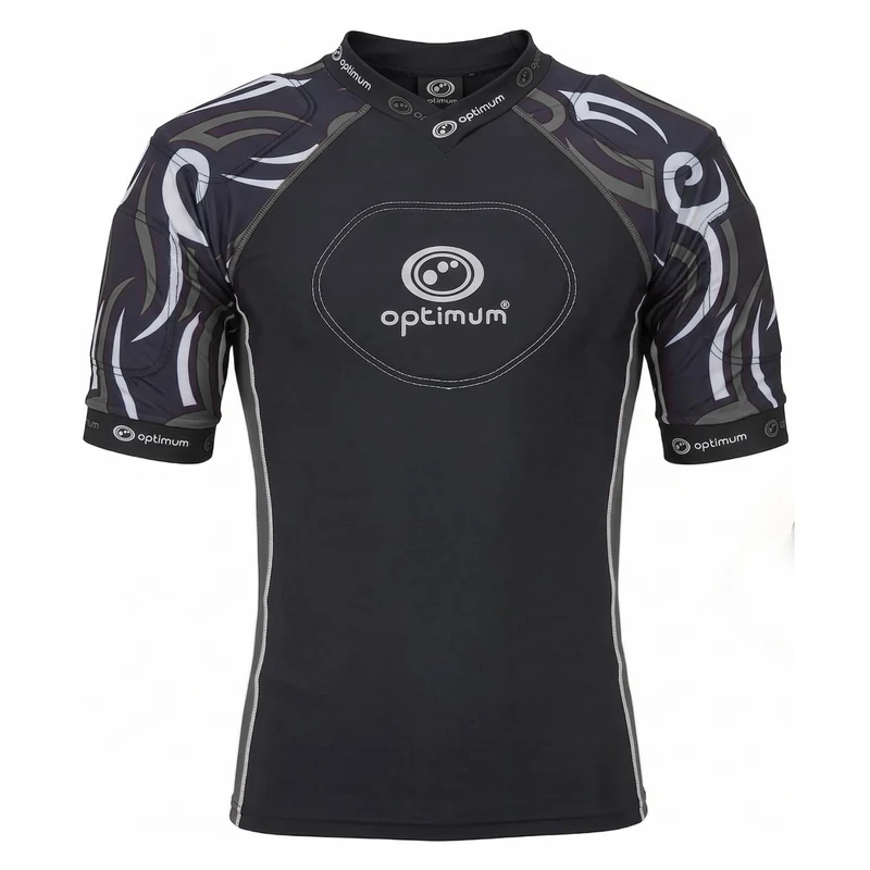 Optimum Razor Rugby Oberteil mit Schulterschutz Black/Silver Mini Junior, Black/Silver Mini Junior