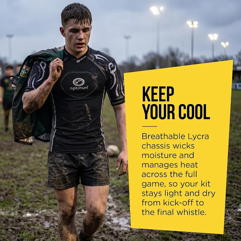 Optimum Razor Rugby Oberteil mit Schulterschutz Black/Silver Mini Junior, Black/Silver Mini Junior