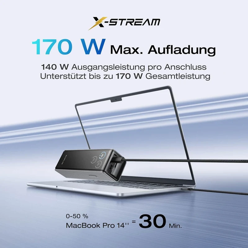 EcoFlow Powerbank 25000mAh 170W mit Zwei 140W USB-C Anschlüssen, Tragbares Ladegerät Laptop Power Ba
