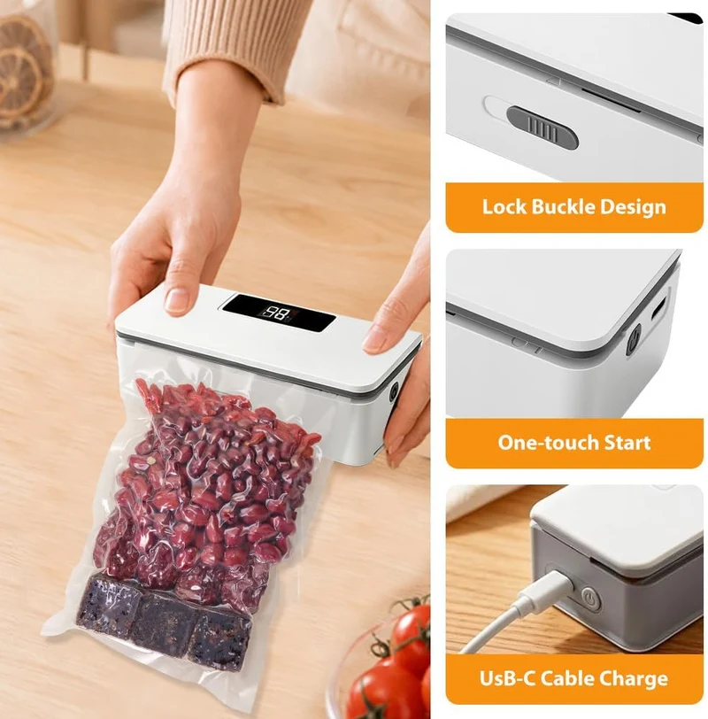 Mini Folienschweissgerät, 2 in 1 Bag Sealer, Tragbarer Heisssiegelgerät mit 8 Gängen, Mini Beutelver