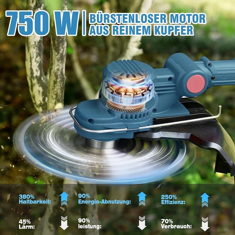 Rasentrimmer mit Akku,Akku Rasentrimmer für Makita-Akkus mit 5 Klingentypen,21v,2X 4.0ah 5 In 1 Rase