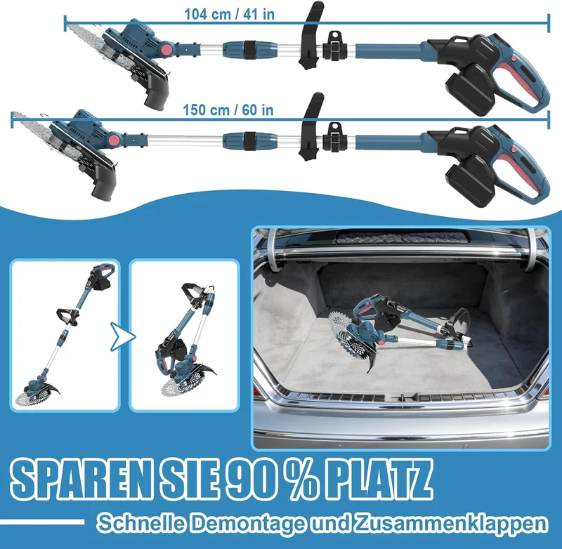 Rasentrimmer mit Akku,Akku Rasentrimmer für Makita-Akkus mit 5 Klingentypen,21v,2X 4.0ah 5 In 1 Rase