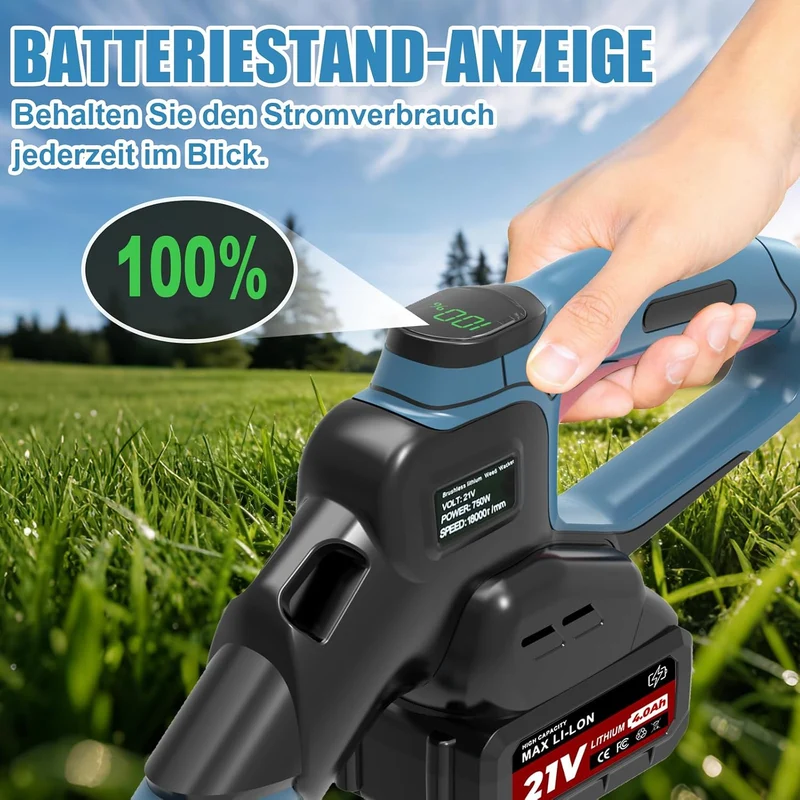 Rasentrimmer mit Akku,Akku Rasentrimmer für Makita-Akkus mit 5 Klingentypen,21v,2X 4.0ah 5 In 1 Rase