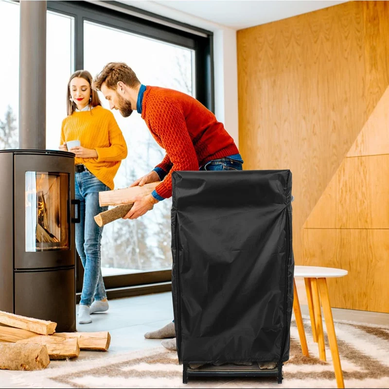 Wetterfeste und Abdeckung für Brennholzregal aus 210d Oxford Gewebe Schwarz Geeignet für Garten und