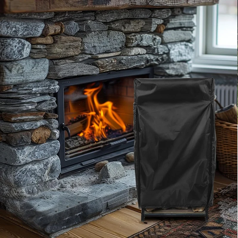 Wetterfeste und Abdeckung für Brennholzregal aus 210d Oxford Gewebe Schwarz Geeignet für Garten und