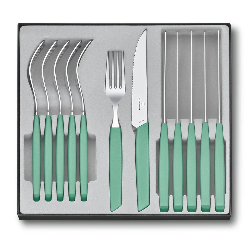 Victorinox Swiss Modern Besteck-Set für 6 Personen, 12-teilig, inkl. scharfe Steakmesser mit Wellens