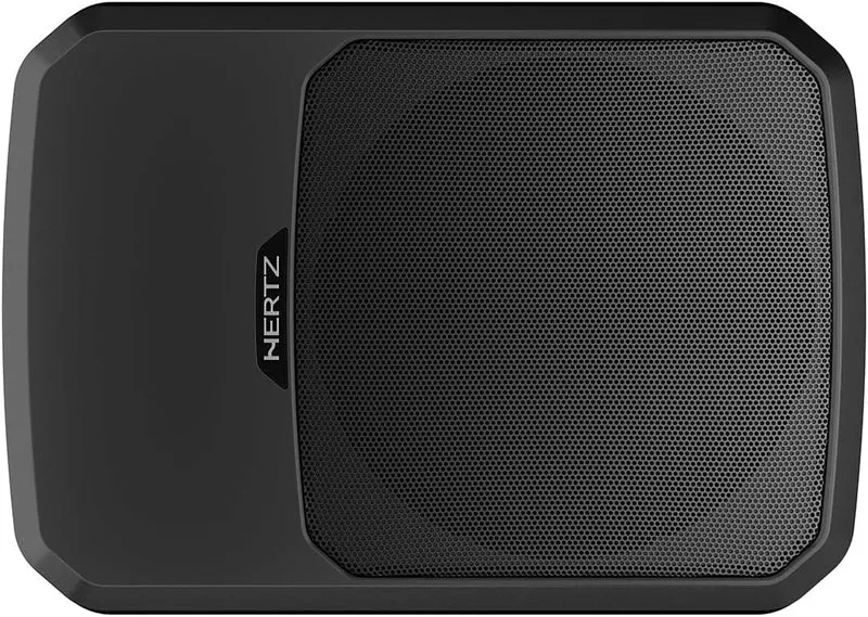 Hertz DBA 201 F – 200-mm Ultra-Slim-Aktivsubwoofer mit Aluminiumgehäuse, 440W Peak, Untersitzdesign