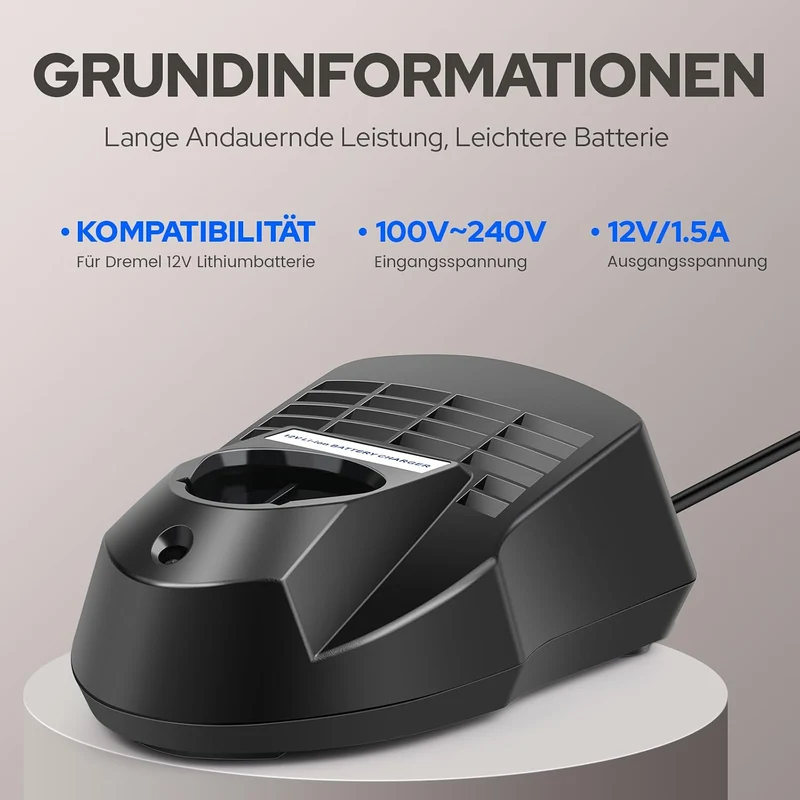 ASUNCELL 12V 1.5A Ladegerät kompatibel mit Dremel 8200, 8220, 8300 Werkzeug Akkus B812-01 B812-02 B8