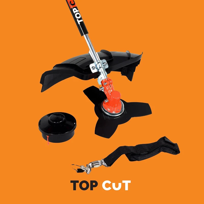 TOP CUT Benzin Motorsense 51,7 cm³ -2-Takt - Freischneider & Rasentrimmer mit Messer - Fadenspule un