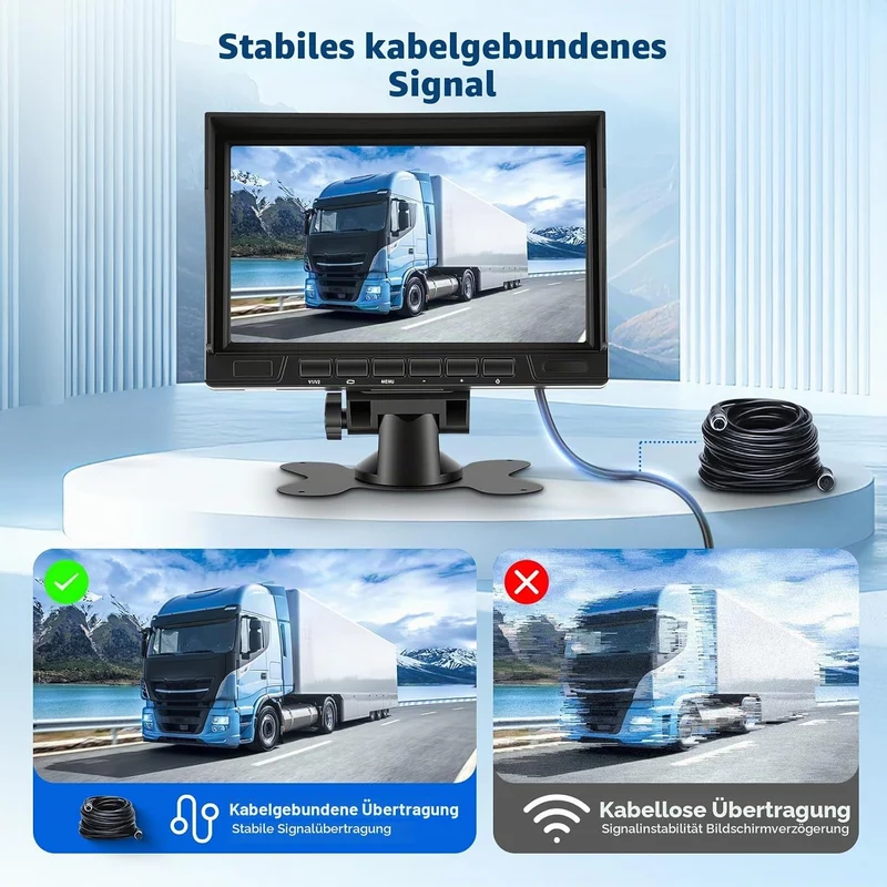 Hodozzy Rückfahrkamera 2 Kameras Set mit IPS 1080P 7 Zoll Monitor, Nachtsicht IP69 wasserdichte Dual