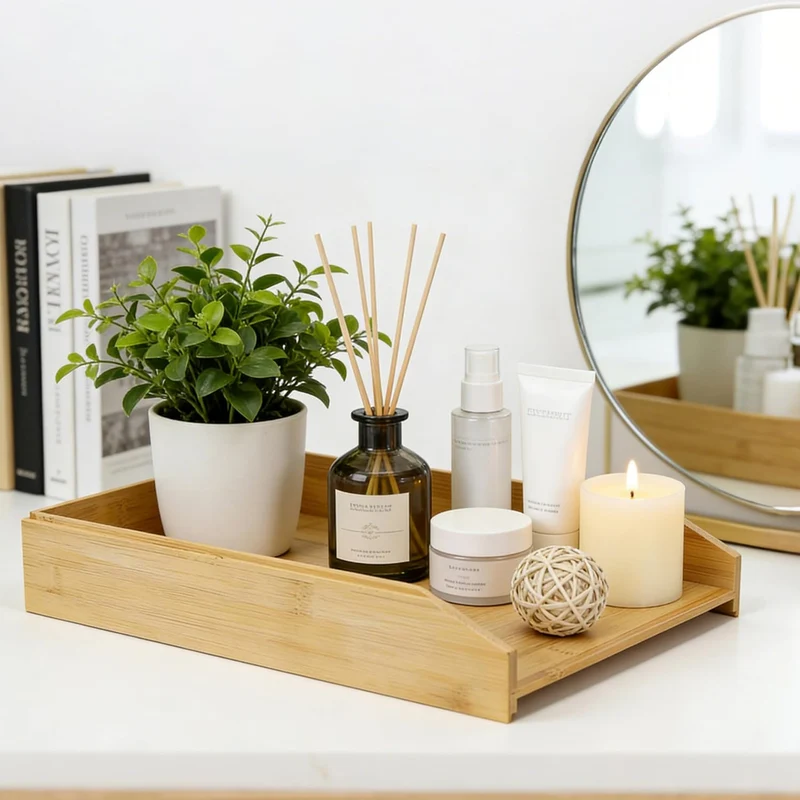 Briefablage Holz 2er Set,Ablagefächer stapelbar, Schreibtisch-Organizer für A4-Dokumente, naturholzf