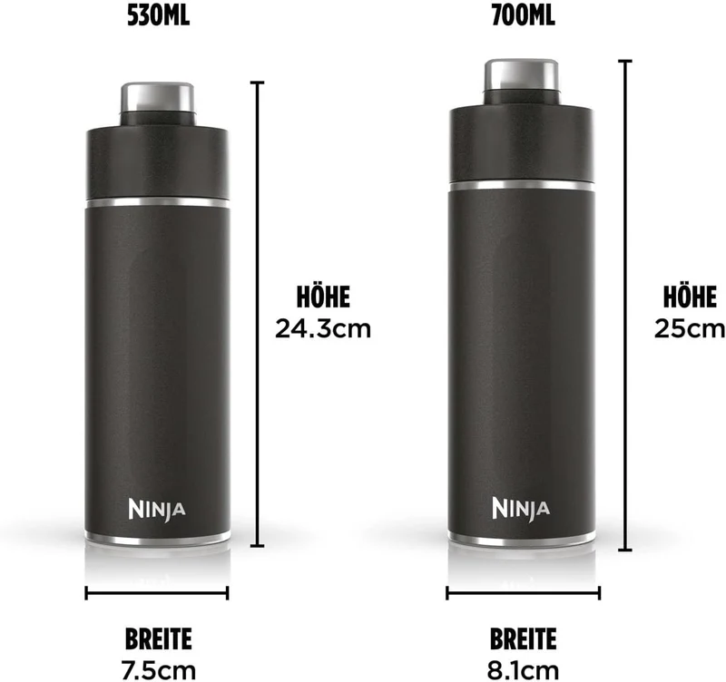 Ninja Thirsti Wasserflasche/Thermobecher to go, 530ml, auslaufsicherer Deckel, für kohlensäurehaltig