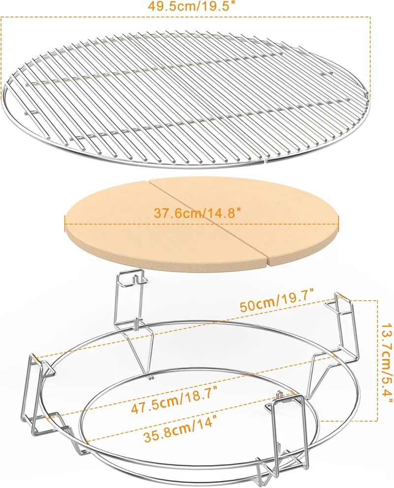 Onlyfire Grillrost Kochsystem für Weber 57 cm Kugel-Holzkohlegrill, Grill zubehör für Low & Slow Coo