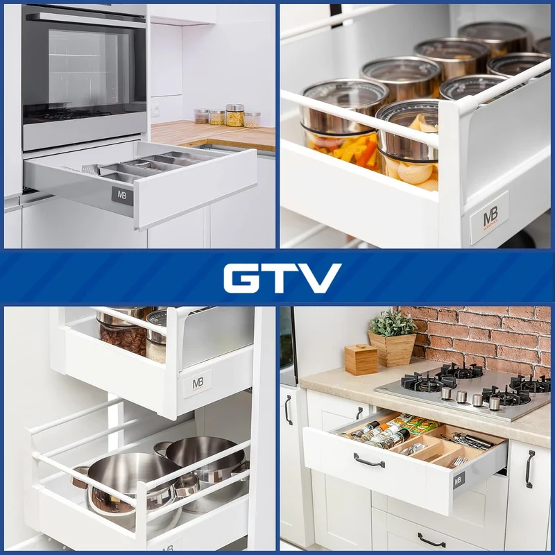 GTV - Modern Box Schublade I L=250mm H=83 mm I Weiss I Leises Schliessen I Belastung bis zu 40 kg I