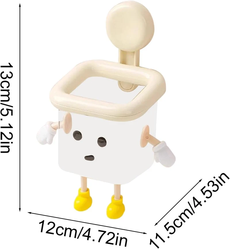 Saugnapf-Aufbewahrungshalter, Roboter, Cartoon-Badezimmer-Organizer, für Zahnbürste, Kosmetik, Wandm