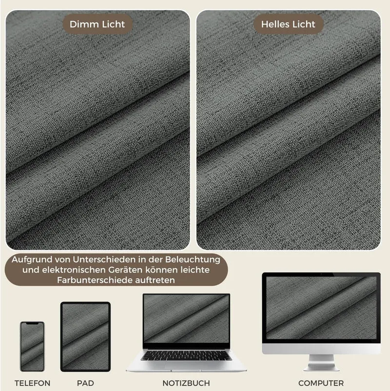 100% Verdunklungsvorhänge Thermovorhänge Kälteschutz Gardinen mit Kräuselband 145 x 140 cm (HxB) 2er