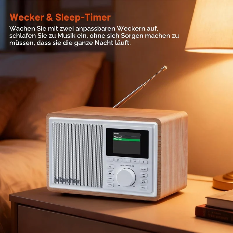 DAB/DAB+ & FM Digitalradio mit Bluetooth, Küchenradio, Dual-Weckfunktion, Schlaf-Timer, 60 Sendern,