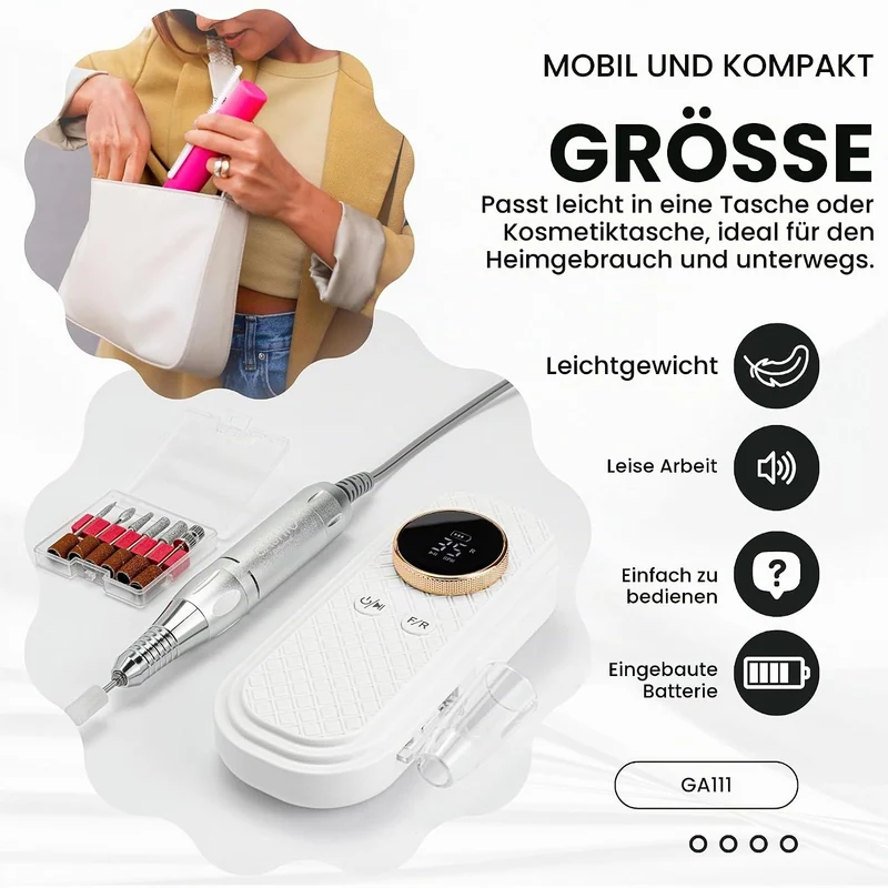 Nagelfräser Kabellos | Maniküre Pediküre Set Kabellos | Nail Drill 50W | Elektrische Nagelfeile | Na