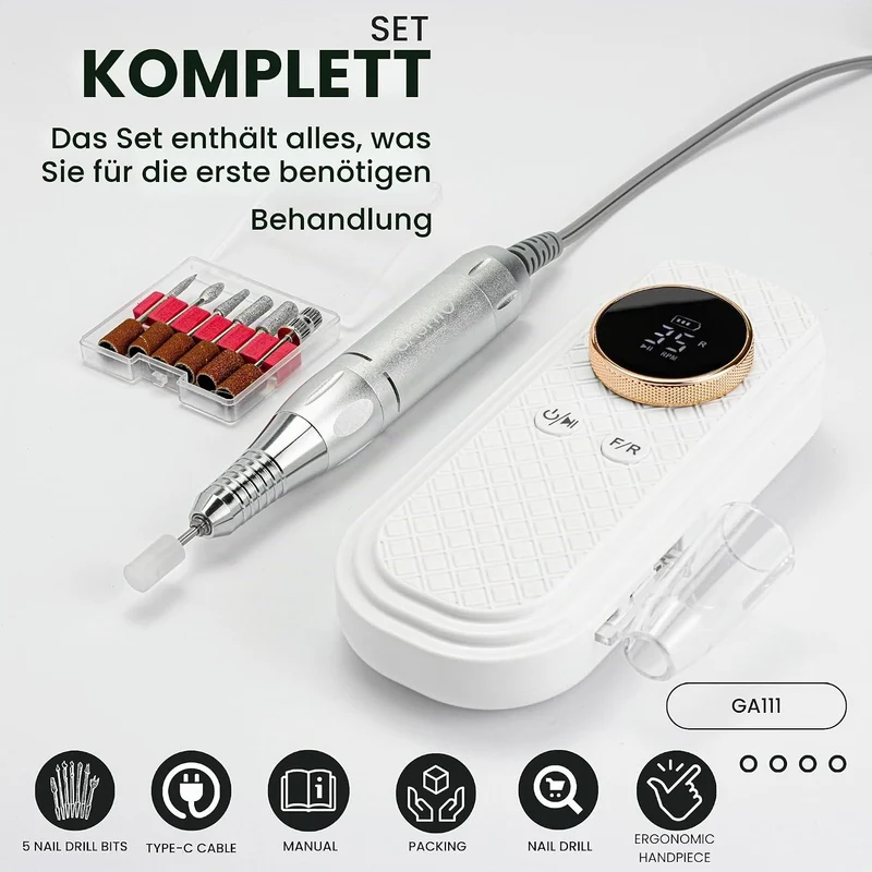 Nagelfräser Kabellos | Maniküre Pediküre Set Kabellos | Nail Drill 50W | Elektrische Nagelfeile | Na
