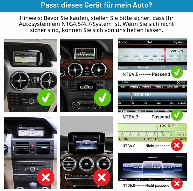 Autoradio 12,3 Zoll Touchscreen mit kabellosem Carplay und Android Auto für 2013-2015 Mercedes Benz