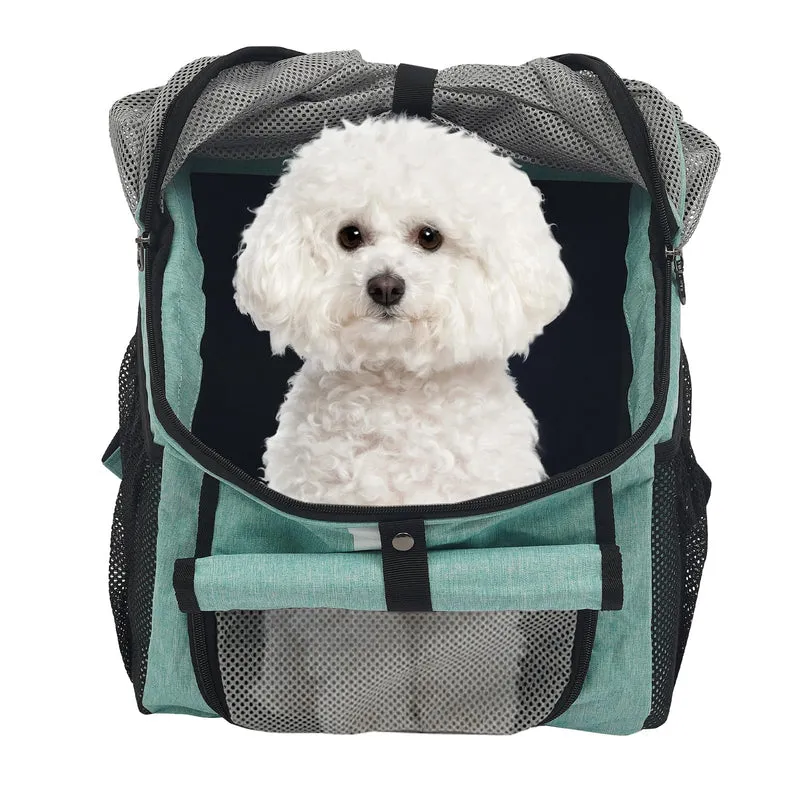 Hunde Rucksack für Hund bis 7.5kg, Hundefahrradkorb mit 5-Punkt Befestigung und Netz für E-Bike, Mou