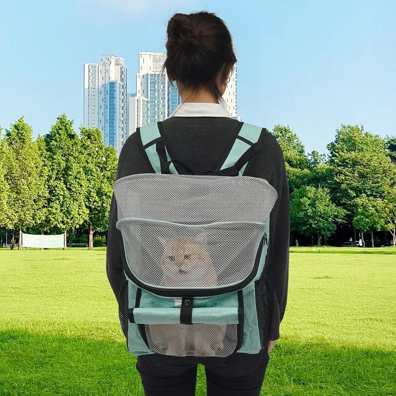 Hunde Rucksack für Hund bis 7.5kg, Hundefahrradkorb mit 5-Punkt Befestigung und Netz für E-Bike, Mou