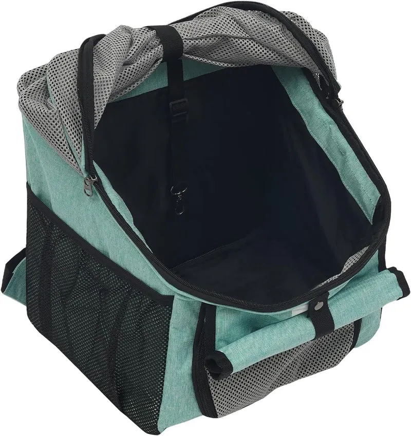 Hunde Rucksack für Hund bis 7.5kg, Hundefahrradkorb mit 5-Punkt Befestigung und Netz für E-Bike, Mou