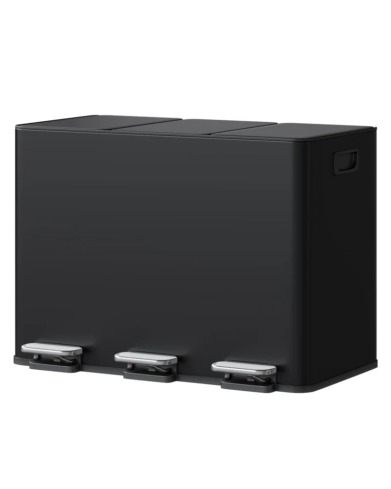 GarveeHome Mülleimer Küche, Mülleimer 3 fächer, Mülltrennsystem 3 x 15 Liter, Tretmülleimer mit Edel