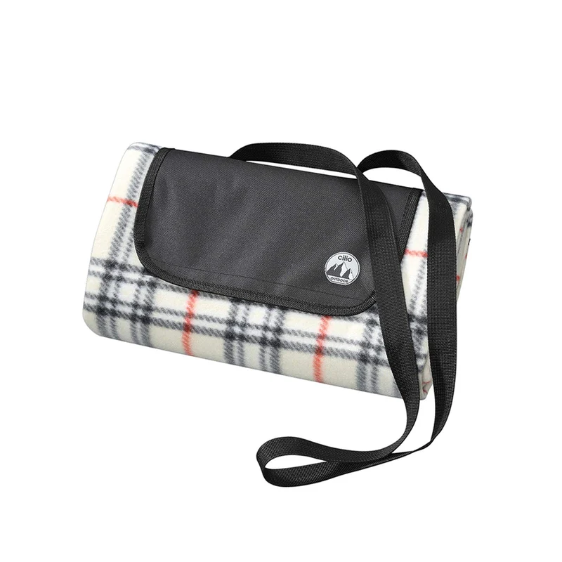 cilio Picknickdecke Weekend beige, 145x130 cm, Wasserabweisende Unterseite | 100% Polyester, zusamme