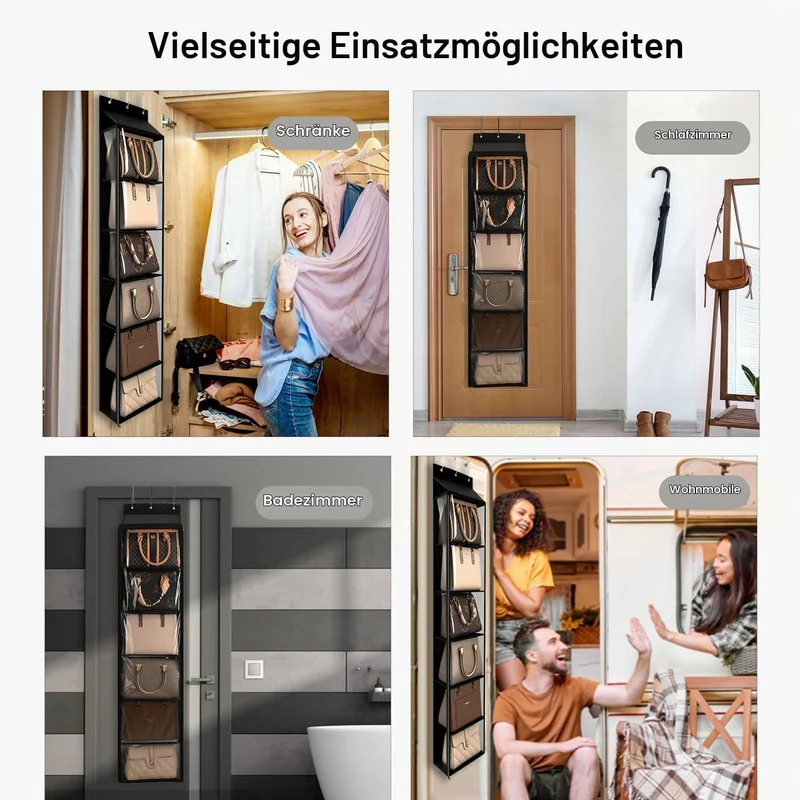 Lirex Geldbörsen-Organizer, 6 Taschen Handtaschen-Organizer mit Reissverschluss zum Aufhängen, für S