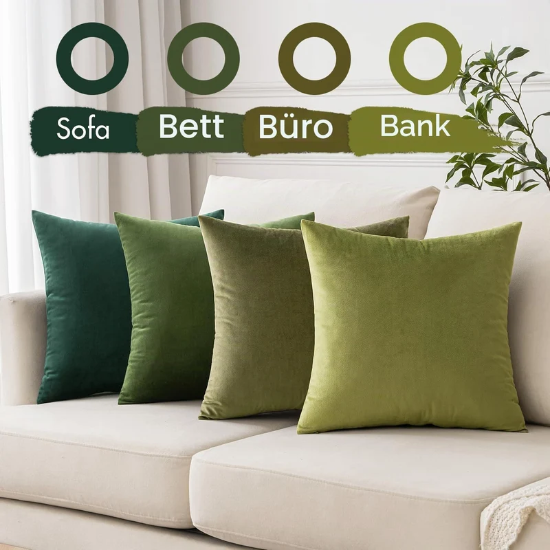 MIULEE Samt Kissenbezug Kissenhülle 4er Set Sofakissen Samtkissen Dekorative Dekokissen Couchkissen