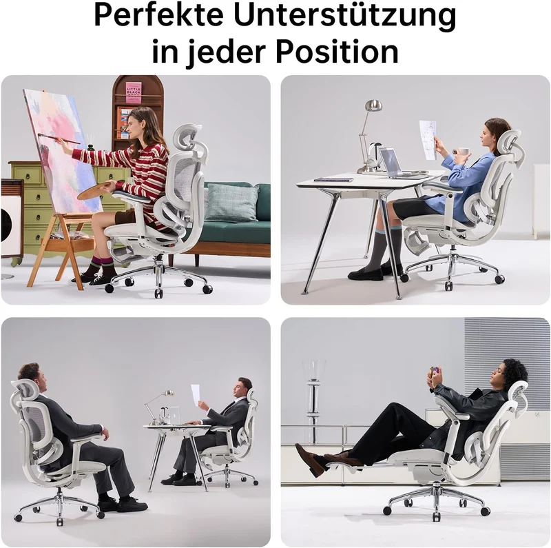 SIHOO Doro C300 Pro V2 Ergonomischer Bürostuhl, Adaptive Unterstützung, Cremeweiss Pack of 2