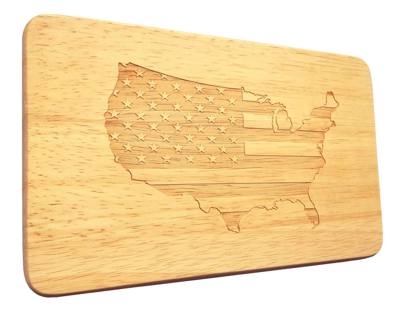 Frühstücksbrettchen USA Brotbrett Gravur Flagge Sternenbanner