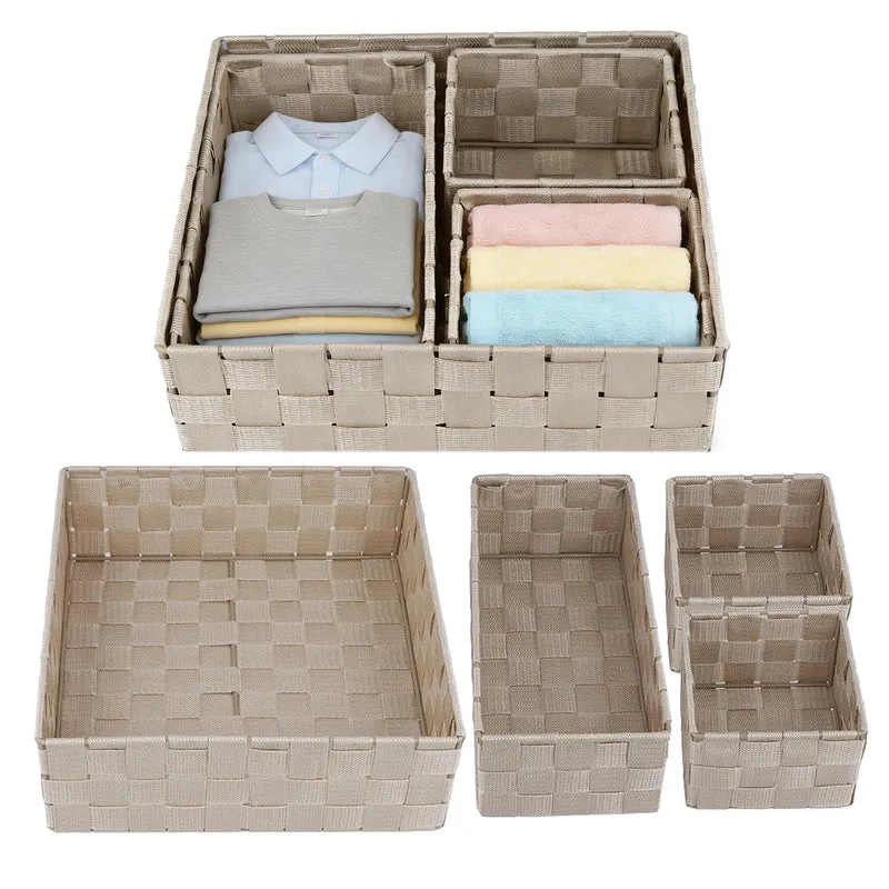 8er Set Beige Aufbewahrungsbox Geflochten, Aufbewahrungsboxen Rattanoptik, Aufbewahrungsbox ohne Dec