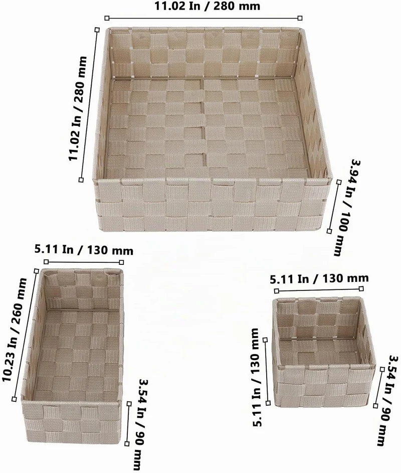 8er Set Beige Aufbewahrungsbox Geflochten, Aufbewahrungsboxen Rattanoptik, Aufbewahrungsbox ohne Dec