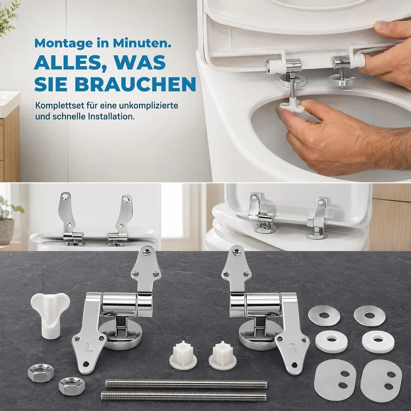 2 Stück WC Sitz Scharniere Ersatzteile, WC Scharniere Absenkautomatik