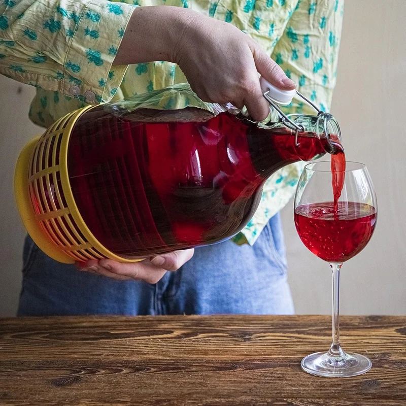 made in home Gärballon mit BÜGELVERSCHLUSS 5L Flasche +Gummistopfen + Gärröhrchen/Gärballon Weinball