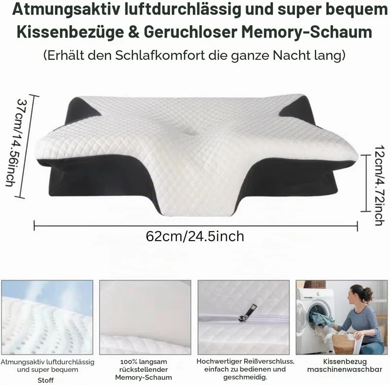 Curosleep Kissen, Ergonomisches Memory Foam Kissen für Seitenschläfer & Rückenschläfer gegen Nackens